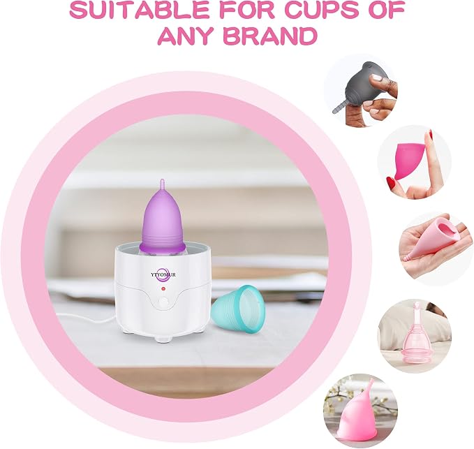 YTYOMUR Menstrual Cup Steamer Sterilizer with 2 Reusable Menstrual Cups, Upgraded Period Cups Cleaner Wash Kit