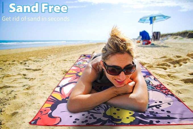 2 Pack Microfiber Oversized Lightweight Beach Towel 71"x32" XL Extra Large Thin Sand Free Towels Travel Swim Pool Yoga Gym Camping for Adults Women Men Beach Essentials Accessories Vacation Gift
