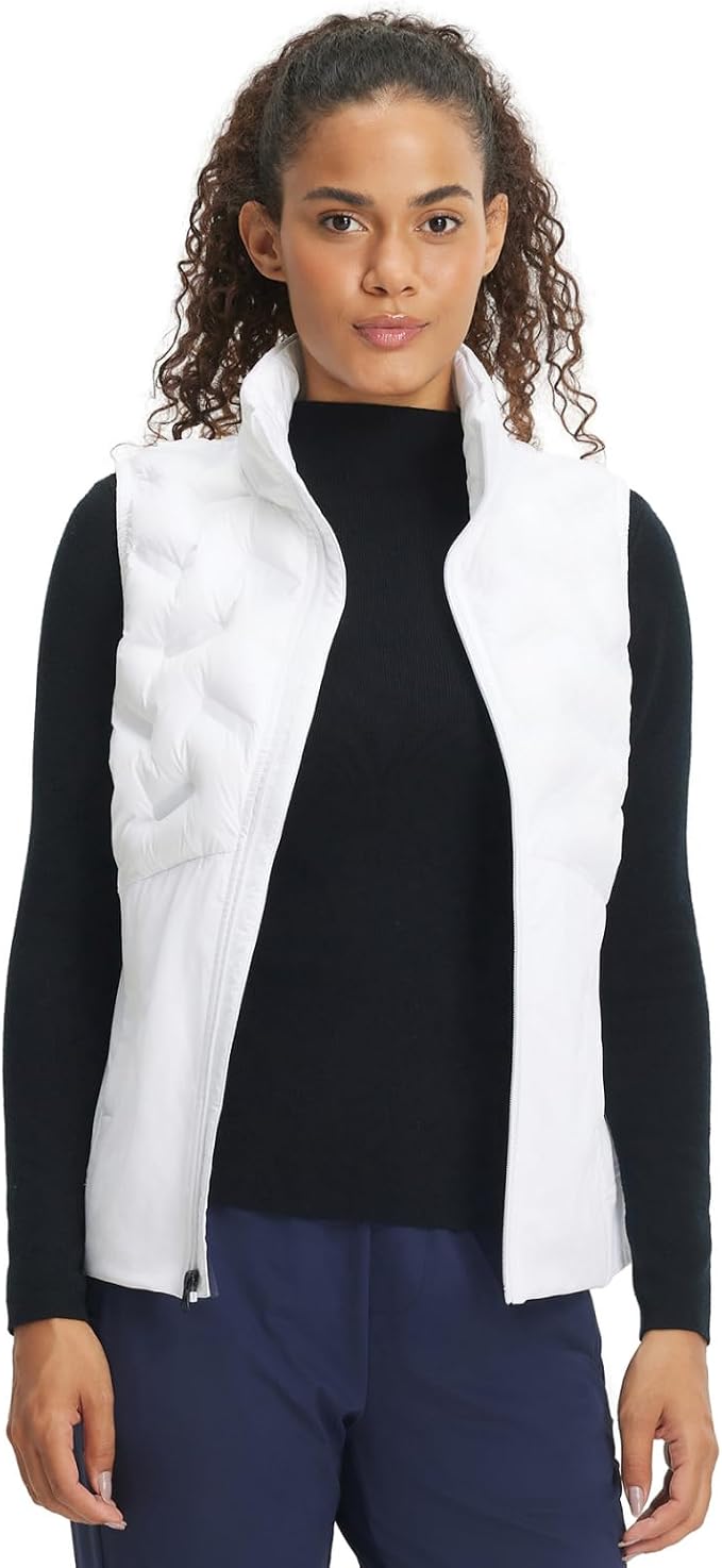 Puffer Vests Womens Lightweight Stand Collar Slim Fit Winter Sleeveless Jacket for Women with Golf Hiking