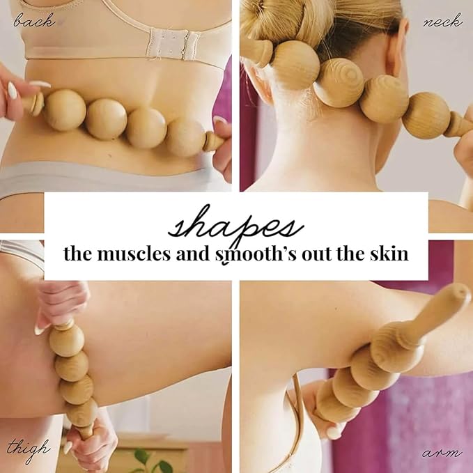 Tuuli Accessories - Ball Wooden Massage Roller, Multi-Functional Body Roller for Cellulite, Muscle Tension and Skin Health Support, Natural Massager for Women and Men