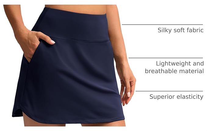 16'' Skorts for Women with 4 Pockets Athletic Tennis Golf Skirt | Built-in Shorts, High Waisted, Stretchy, A Line, Casual, Pickleball, Skort