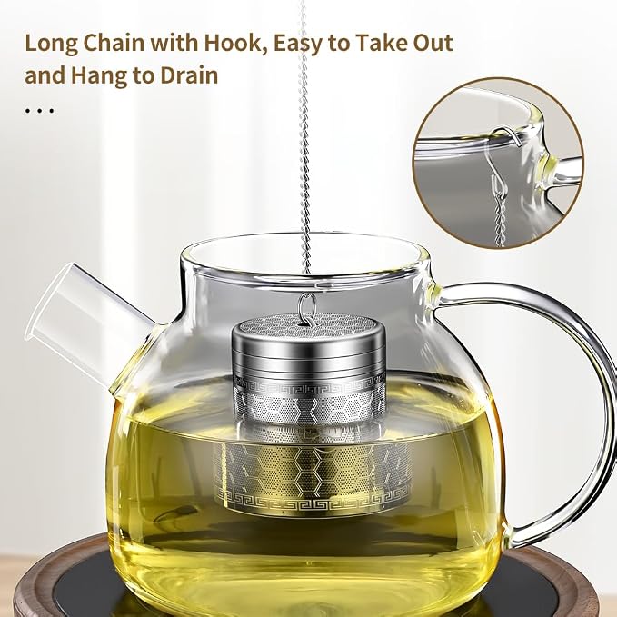 Tea Infuser for Loose Leaf Tea with Drip Trays, Extra Fine Mesh Tea Infuser, 316 Stainless Steel Loose Leaf Tea Steeper for Black Tea, Rooibos, etc (1 Pack - Large)