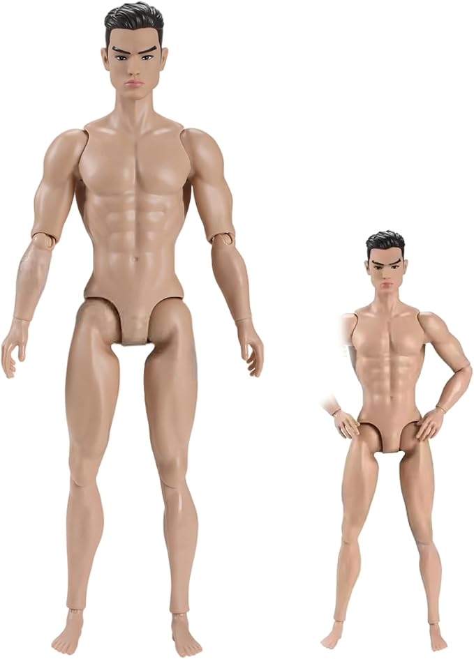 1/6 Scale Action Figure Multi Jointed Posable Male Muscular Action Figure Body with Head for Display Doll Collection, Beige Body Custom Figures Blank