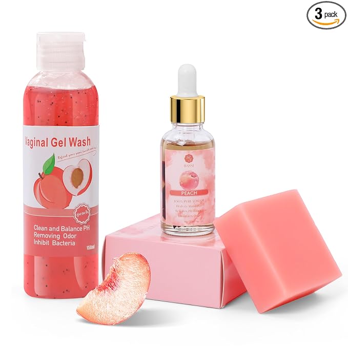 Feminine Wash & Yoni Oil & Yoni Soap Set for Women, Yoni Wash for Vaginal Ph Balance Remove Odor,Yoni Oil for Women Moisturizing, 1 Fl.Oz Feminine Oil & 5.07 Fl.Oz Vaginal Gel 3.53 Oz Yoni Soap Peach