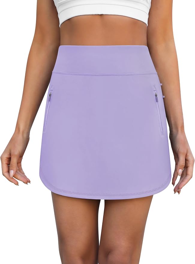 LouKeith Golf Skirts for Women Tennis Skirt with Zipper Pockets High Waisted Running Casual Athletic Skorts Built-in Shorts