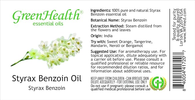16 fl oz - Styrax Benzoin Oil (100% Pure & Uncut), Aluminum Bottle - GreenHealth