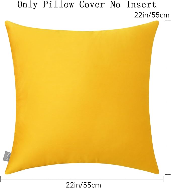 Thmyo 4-Pack 100% Cotton Comfortable Solid Decorative Throw Pillow Case Square Cushion Cover Pillowcase Sublimation Blank Pillow Covers DIY Throw Pillowcase for Sofa Couch(22x22 inch/ 55x55cm,Yellow)