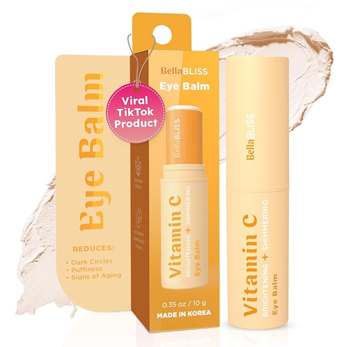 Bella Bliss Vitamin C Eye Balm Stick – Lightweight Under Eye Cream for Puffiness, Dark Circles & Wrinkles – Made in Korea – 0.35 oz / 10 g – Pack of 1