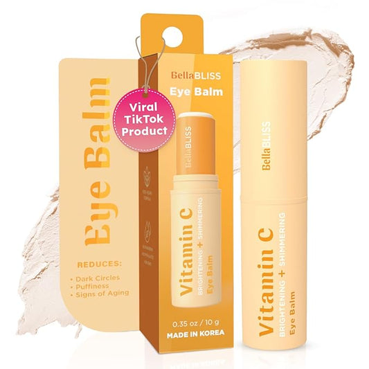 Bella Bliss Vitamin C Eye Balm Stick – Lightweight Under Eye Cream for Puffiness, Dark Circles & Wrinkles – Made in Korea – 0.35 oz / 10 g – Pack of 1