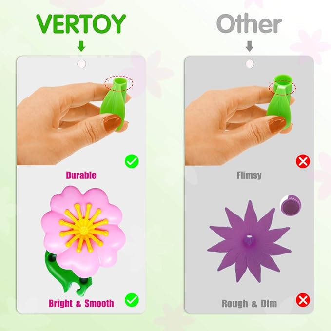 VERTOY Gifts for 3 4 5 6 Year Old Girls, Flower Garden Building Toys Set for Toddlers, STEM Preschool Activities and Gardening Pretend Playset, Stacking Game for Age 3+ Little Kids