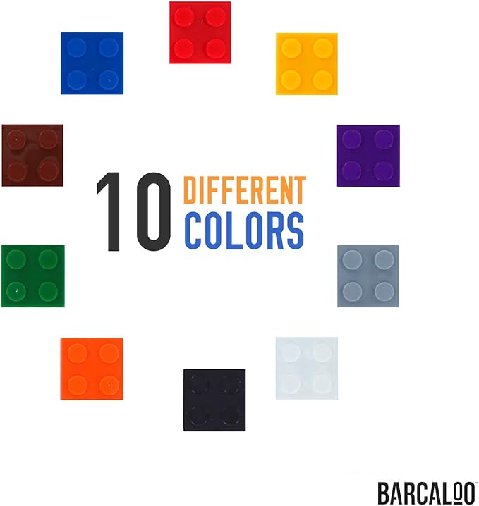 Barcaloo 1000 Piece Building Bricks Play Set, 10 Classic Colors Bulk Building Blocks, Generic Brick Building Parts, for Boys and Girls, Classic
