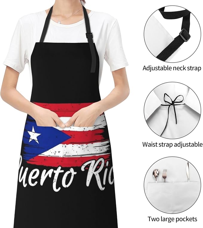 Cute Flag Kitchen Cooking Aprons for Women Men Adjustable Patriotic Flag Apron with 2 Pockets for Home Kitchen Garden