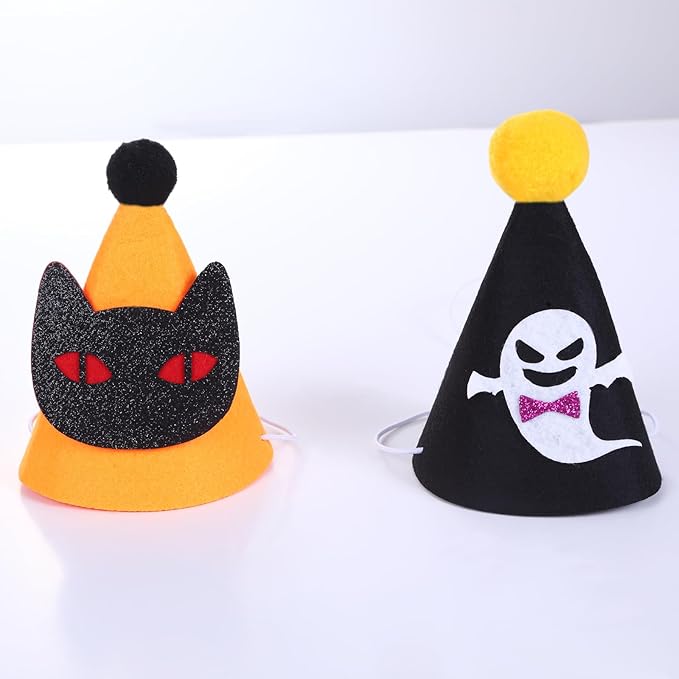 10 Pcs Halloween Dogs Hats Cute Ghost Cats Party Pet Pumpkin Set Puppies Kittens Grooming Accessories Halloween Costumes.
