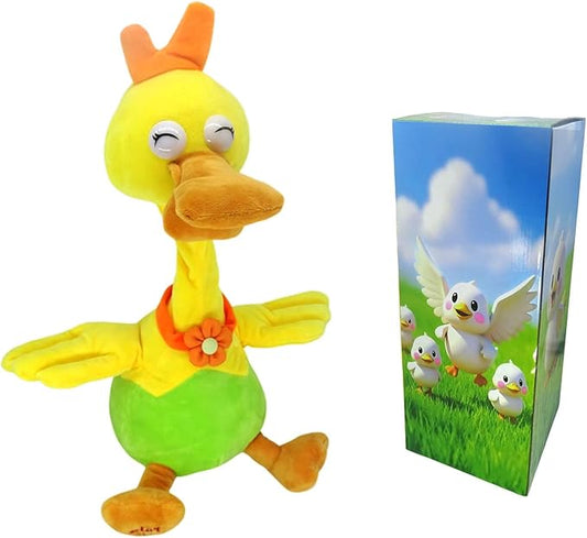 Talking Repeat Duck, Music Song Duck, Plush Toy Duck, Stuffed Animal, Plush Duck, Smart Toy Duck ，Adorable Interactive Duck Toy (Red Headdress)
