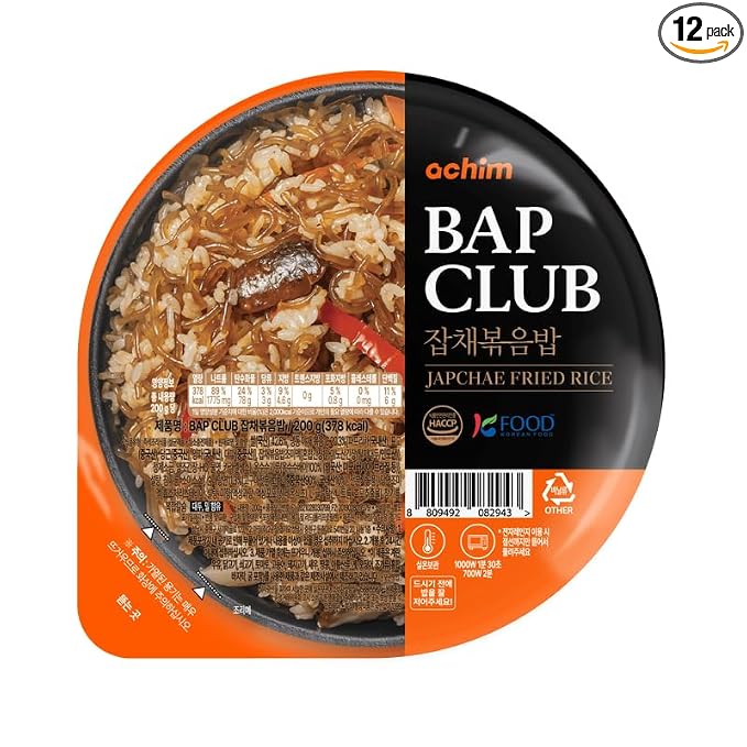 Japchae Fried Rice Bowls, Korean Glass Noodle Veggie Stir Fry Rice, 12 Pack