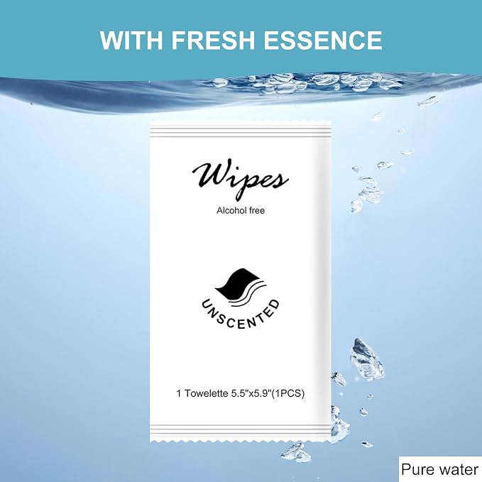 Individual Hand Wipes Wet Wipes Travel Size,Wet Wipes Individually Wrapped | 50PCS Bulk Cleansing Travel Size Wipes for Wedding Travel Restaurant Barbecue(Unscented)