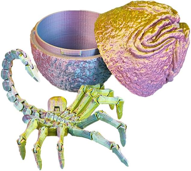 3D Printing one-Piece Articulated Movable face-Hugging Bug Alien Bug Egg Toy Desktop Decoration, Creative Ornaments, Adults Fidget Toys (Dazzling Yellow - Facehugger + Alien Eggs)