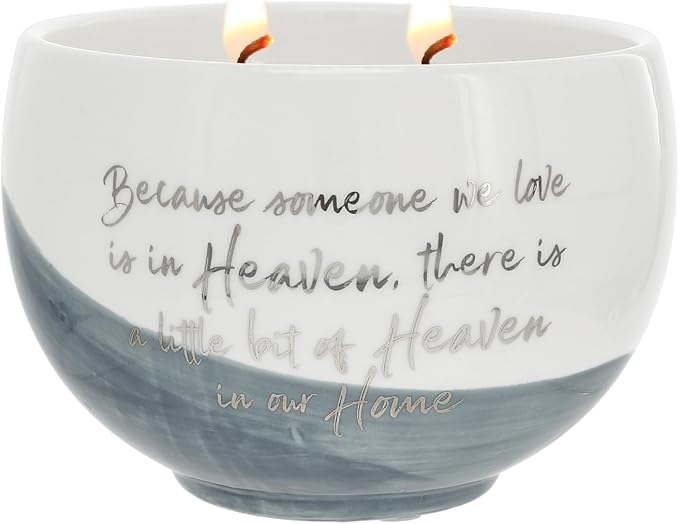 Pavilion Gift Company - Someone We Love is in Heaven, There is A Little Bit of Heaven in Our Home - 15oz Soy Wax Candle in Ceramic Vessel in Memory Loss of Loved One Remembrance Bereavement Gift