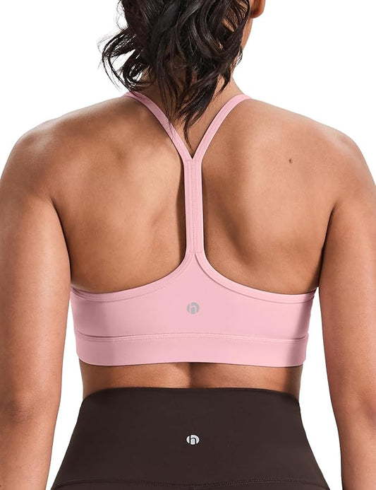 HeyNuts to Freest Womens Y Back Sports Bra, Spaghetti Strap Racerback Low Impact Workout Yoga Tops Padded A-C Cups *Updated
