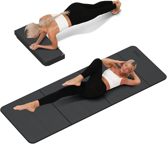 Foldable Yoga Mat Extra Thick 0.32 Inches(8mm) | SGS-certified, odorless POE. Non-slip surface & no curling edges. Great for yoga, Pilates & home gym.