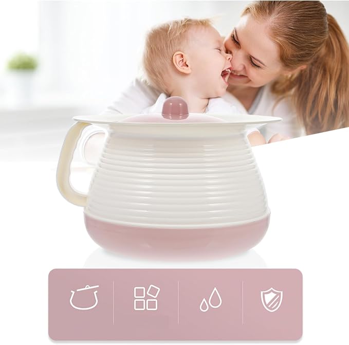 POPETPOP Thickened Elder Chamber Pot 8.26In Plastic with Lid & Handle – Odor-Locking Bedside Urinal for Elderly & Kids – Drop-Resistant for Home, Travel