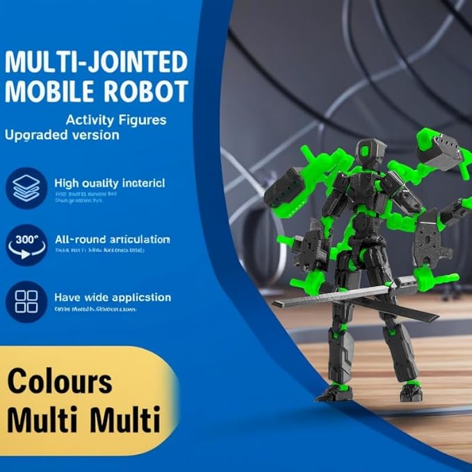 T13 Action Figures Helix Robot 8 Inch, Assembly Completed T 13,3D Printed Robo 13 - The Premium Action Figures for Sci-Fi Enthusiasts (Black Green)