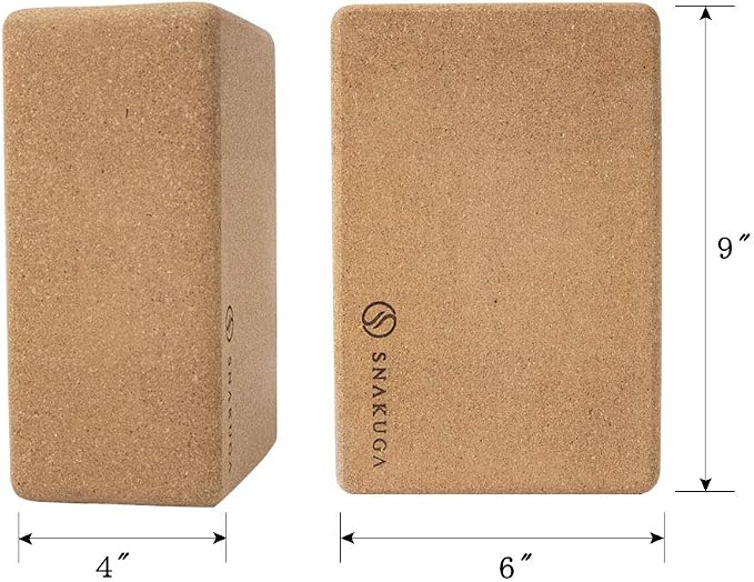 Cork Yoga Block 2 Pack for Pilates, 4'' or 3'' Non-Slip & High Density Blocks for Meditation, Fitness and Stretching, Supportive and Flexibility Brick for Improve Poses Balance