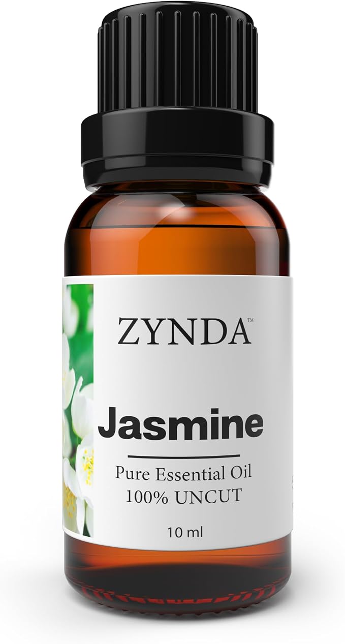 Jasmine Essential Oil 100% Pure and Natural – Organic Jasmine Oil Extract for Skin Care, Hair Treatment, Diffuser, Relaxing Aromatherapy, Body Massage, and Premium Floral Fragrance – 10ml
