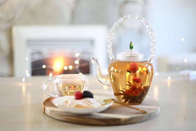 Teabloom Flowering Tea - 12 Unique Varieties of Fresh Blooming Tea Flowers - Hand-Tied Natural Green Tea Leaves & Edible Flowers - 12-Pack Gift Canister - 36 Steeps, Makes 250 Cups