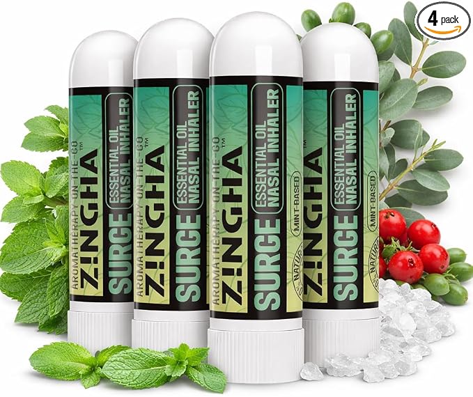 Z!NGHA Natural Aromatherapy Nasal Stick Boost Focus & Enhance Breathing | Portable Sinus Relief & Relaxation Nasal Inhaler Stick | Essential Oil Blend for Stress and Congestion (Surge)