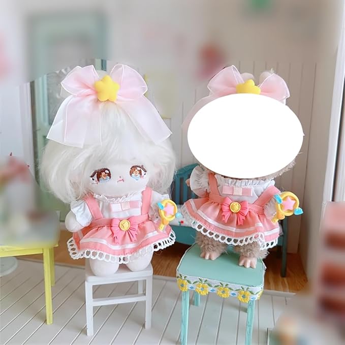 niannyyhouse 10cm-15cm Plush Doll Clothes Headdress White Shirt Suspender Skirt Accessories Doll Dressup