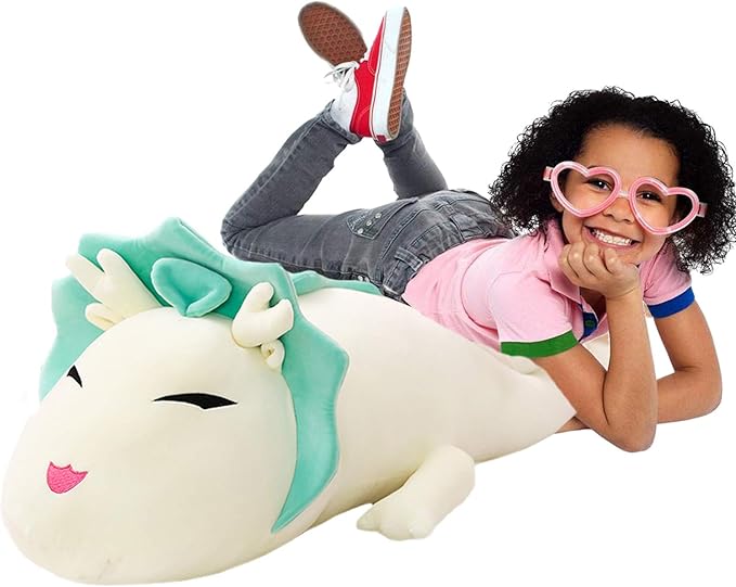 ELAINREN Fluffy Chinese White Dragon Plush Pillow Super Soft Long Dragon Shape Stuffed Body Pillow Large Anime White Dragon Plushie Dolls Gifts/43.3''