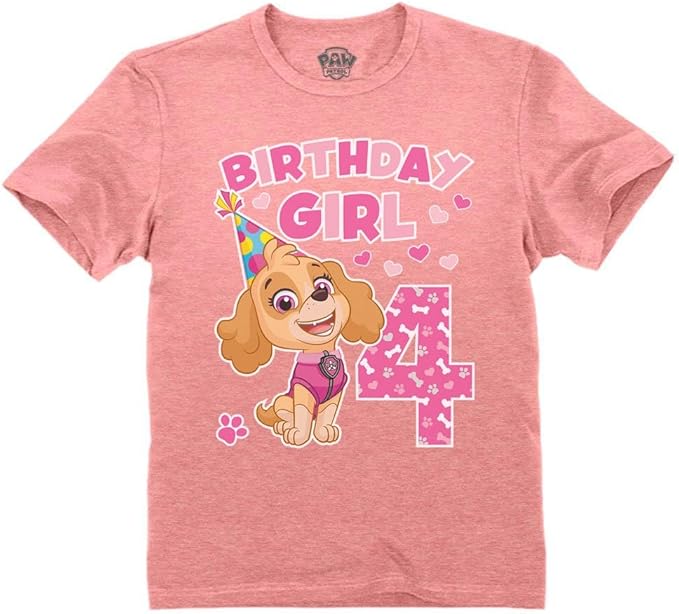 Skye Paw Patrol 4th Birthday Girl Shirt for 4 Year Old Girls - Pup-Themed Party Toddler T-Shirt