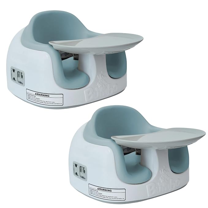 Bumbo 2 Pack 3-in-1 Multi-Seat for 6 to 36 Months, Travel Baby and Infant Feeding & Play Floor Seat, Portable Booster with Tray, White/Desert Mirage