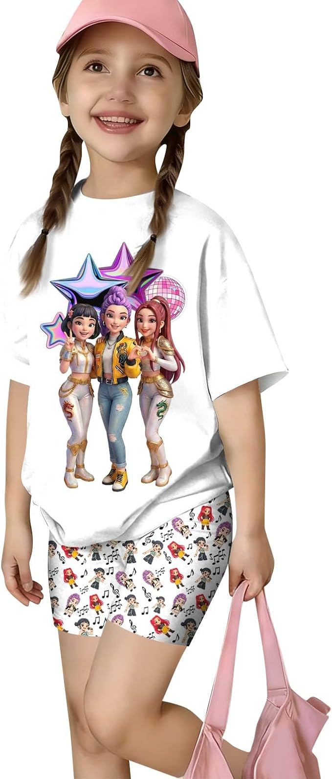 K-POP DEM0N Hunters Outfits for Girls, 2 Piece T-Shirts and Apparel Sets Birthday Gift