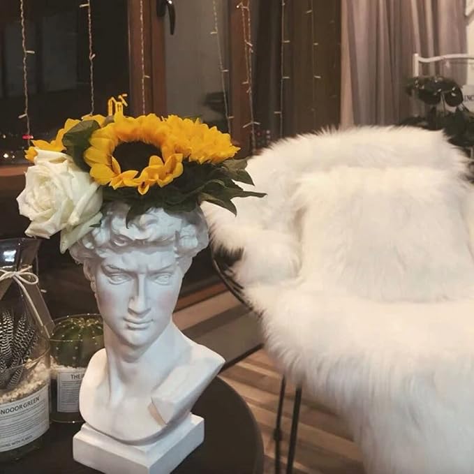 Hosrnovo Greek Statue, 10Inch Large David Head Vase | Planter for Garden and Home Roman Style Vintage White Flowers Bowl Creative Housewarming Gift