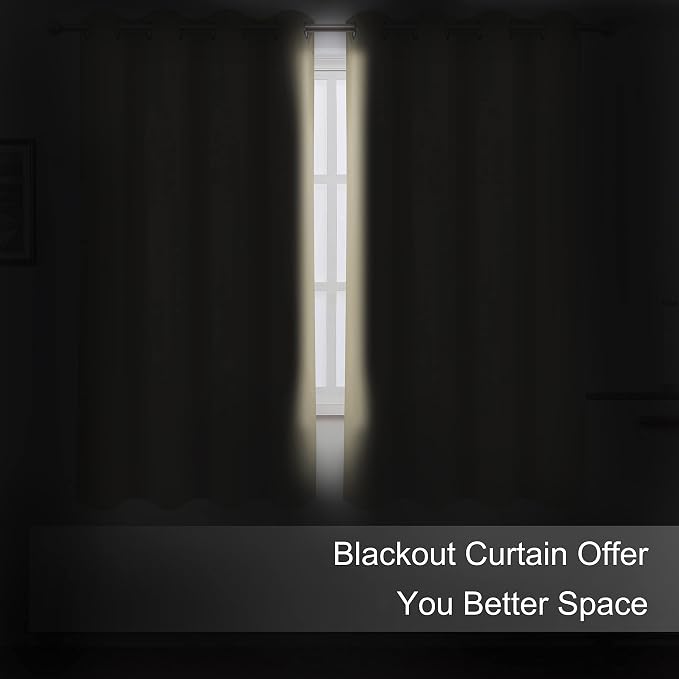 LEMOMO Blackout Curtains 52 x 45 inch/Beige Curtains Set of 2 Panels/Thermal Insulated Room Darkening Bedroom Curtains