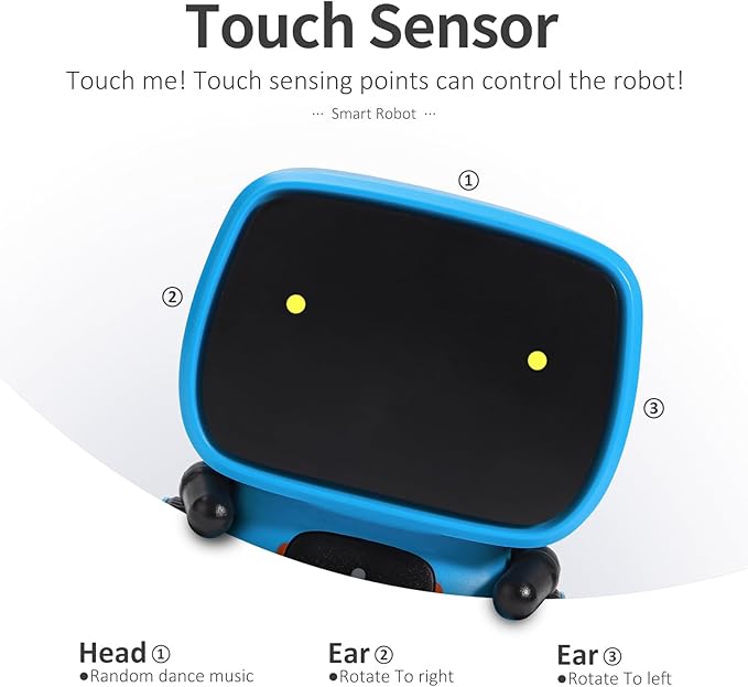 GILOBABY Kids Robot Toys, Interactive Toys Companion Smart Talking Robotic with Voice Control Touch Sensor, Dancing, Singing, Recording, Repeat, Birthday Gifts for Boys Ages 3+ Years (Blue)