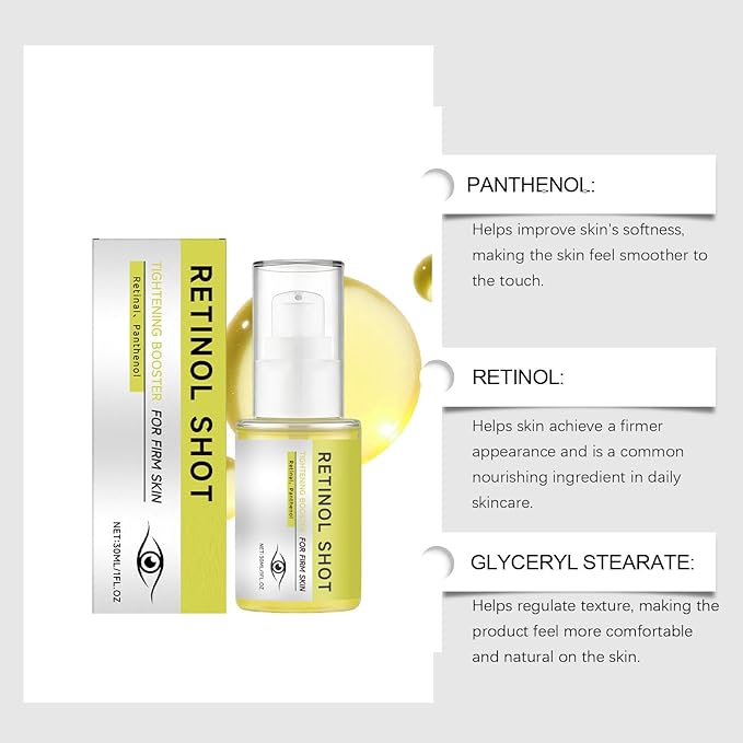 2 PCS Retinol Shot Tightening Booster- Retinol Eye Serum with Panthenol for Anti-Aging, Wrinkles & Fine Lines, Pore Minimizer, Firm Skin - For All Skin Type - 1 Fl. Oz