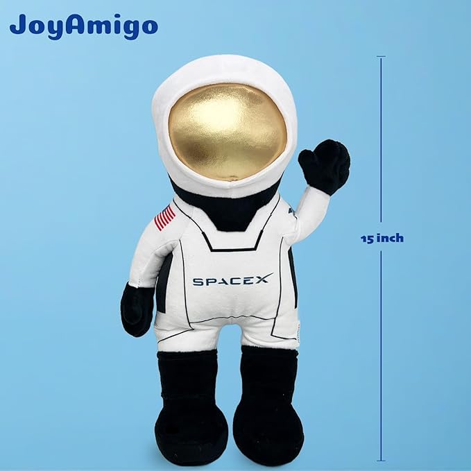 Astronaut Plush Toy - Soft Stuffed Spaceman, Cute Huggable Animal for Kids, 15” Height Collectible Birthday Gift & Cuddly Space Decor