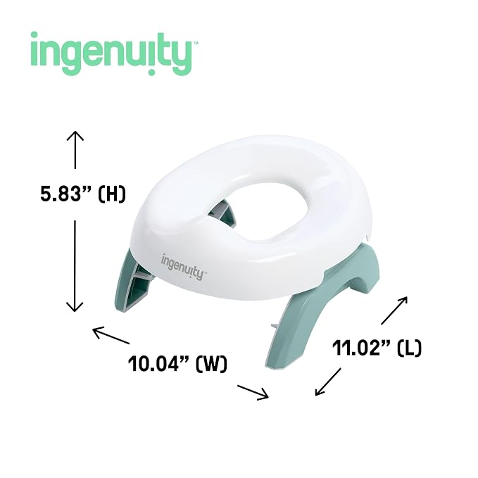 Ingenuity My Travel Potty, 2-in-1 Baby and Toddler Portable Potty Seat & Potty Ring, Lightweight Foldable, Includes Travel Bag & 3 Disposable Liners, Neutral