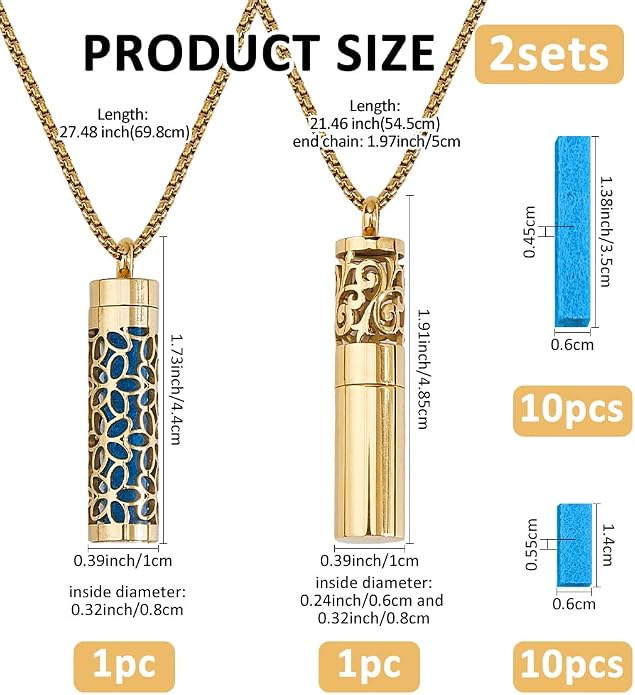 SUPERFINDINGS 2 Styles Essential Oil Necklaces Perfume Pendant Necklaces with 20 Felt Pads Diffuser Locket Necklace Essential Oil Jewelry Gift Oil Pendant Aromatherapy for Christmas Birthday