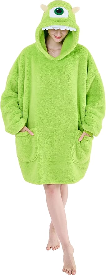 NEWCOSPLAY Wearable Blanket Hoodie Sherpa Hoodie Blanket for Women Men Warm Oversized Sweatshirt with Pockets