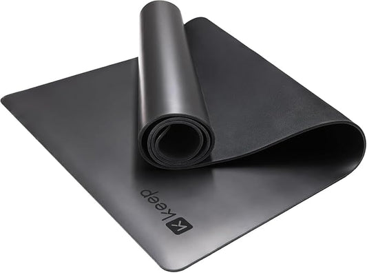 KEEP Rubber Yoga Mat - Professional Sweat Absorbent PU & Natural Rubber. Non Slip Workout Mats for Women & Men, 5mm Thick, 72"x26" Extra Long Wide Pad for Hot Yoga, Pilates, HIIT, Home Gym - Strap Included