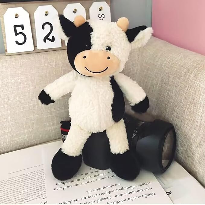 Cow Stuffed Animals Soft Plush Cute Cow Doll for Boys Girls 11.8in(Zhang NIU heibaise)