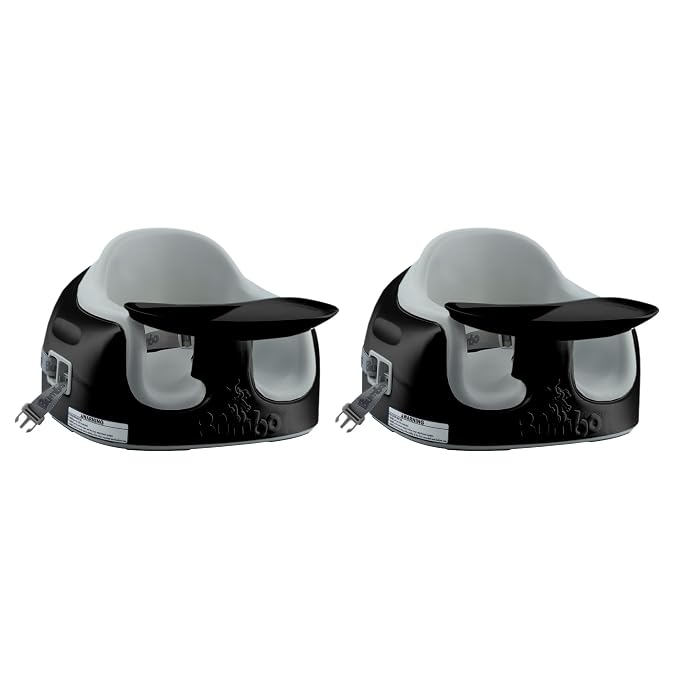 Bumbo 2 Pack 3-in-1 Multi-Seat for 6 to 36 Months, Travel Baby Feeding and Play Floor Seat, All-in-One Portable Booster with Tray & Toddler High Chair, Black/Monsoon