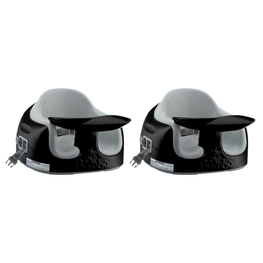 Bumbo 2 Pack 3-in-1 Multi-Seat for 6 to 36 Months, Travel Baby Feeding and Play Floor Seat, All-in-One Portable Booster with Tray & Toddler High Chair, Black/Monsoon