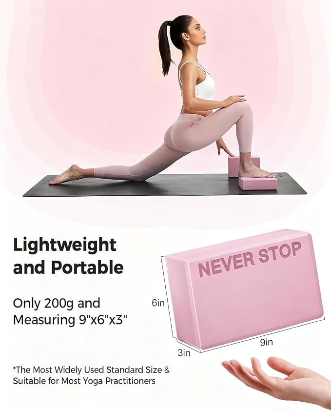 KEEP Yoga Block, High-Density EVA Foam 2 Pack Yoga Block with Non-Slip Textured Surface, Supportive, Lightweight - Ideal for Yoga