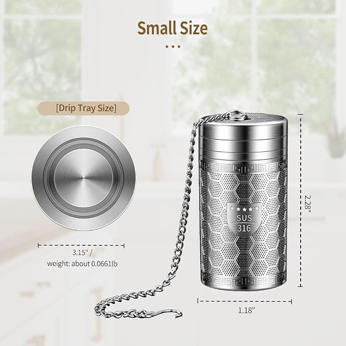 Mini Tea Infuser, Extra Fine Mesh Tea Infusers for Loose Tea, 316 Stainless Steel Tea Strainer, Tea Steeper for Brew Tea, Spices & Seasonings (1 Pack - Extra Small)