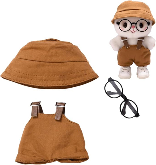 3 Set 17 cm Doll Clothes - 6.7 Inches Cute Dolls Dress - Premium Fashion Accessories, Doll Clothes+Overalls+Glasses Style Bundle,Gifts for Lovers (Style-M)